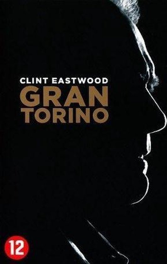 Silhouet van Clint Eastwood met de titel Gran Torino erop.