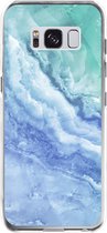 Samsung Galaxy S8 Telefoonhoesje - Transparant Siliconenhoesje - Flexibel - Met Marmerprint - Marmer - Lichtblauw