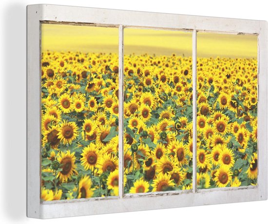 Peintures sur Toile Transparent - Tournesol - Jaune - 140x90 cm - Décoration murale
