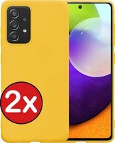 Samsung A52 Hoesje Siliconen Case Back Cover Hoes - Samsung Galaxy A52 Hoesje Cover Hoes Siliconen - Geel - 2 PACK