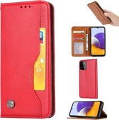 Voor Samsung Galaxy A22 5G EU-versie Kneed Huidtextuur Horizontale Flip Lederen Case met Fotolijst & Houder & Kaartsleuven & Portemonnee (Rood)