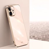 XINLI Straight 6D Plating Gold Edge TPU schokbestendig hoesje voor iPhone 12 (roze)