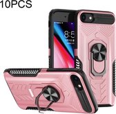 10 STKS Shield Armor PC + TPU-beschermhoes met 360 graden rotatieringhouder voor iPhone 8 Plus / 7 Plus (roségoud)