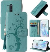 Voor OnePlus 8 Pro Reliëf Lucky Tree Horizontale Flip Lederen Case met Houder & Kaartsleuf & Portemonnee & Lanyard (Groen)