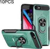 10 PCS Shield Armor PC + TPU-beschermhoes met 360 graden rotatieringhouder voor iPhone 8 Plus / 7 Plus (cyaan)