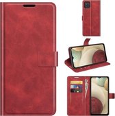 Retro kalf patroon gesp horizontale flip lederen tas met houder & kaartsleuven & portemonnee voor Samsung Galaxy M12/F12 (rood)