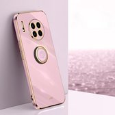 Voor Huawei Mate 30 XINLI Straight 6D Plating Gold Edge TPU Shockproof Case met Ring Holder (Cherry Purple)