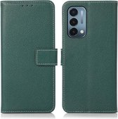 Voor OnePlus Nord N200 Litchi Textuur PU + TPU Horizontale Flip Leather Case met Houder & Kaartsleuven & Portemonnee (Donkergroen)