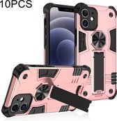 10 PCS schokbestendige TPU + pc-beschermhoes met onzichtbare houder voor iPhone 12 mini (roségoud)