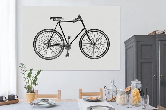 Toile Peinture Vintage - Vélo - Guidon - 150x100 cm - Décoration murale