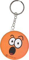 sleutelhanger emoji met spiegel oranje 6 cm