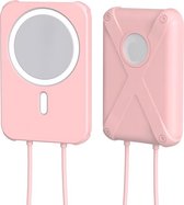 Luxe Siliconen Case Back Cover Hoesje Geschikt Voor  Apple Magsafe Battery Pack - Wirless Charging Powerbank Beschermhoes Geschikt Voor Apple Iphone 12/13 (Mini/Pro/Pro Max) - Roze