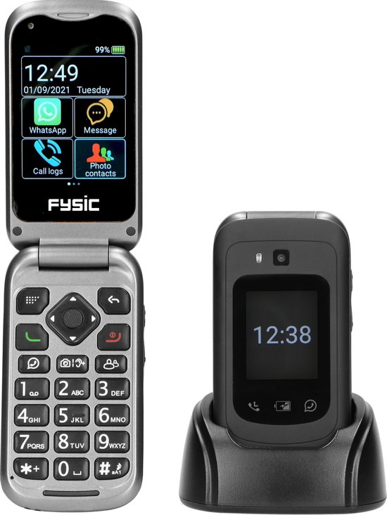 Fysic F25 - Eenvoudige mobiele klaptelefoon voor senioren met SOS noodknop, zwart