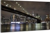 Schilderij -Brooklyn Bridge, New York, in de avond,  2 maten, premium print