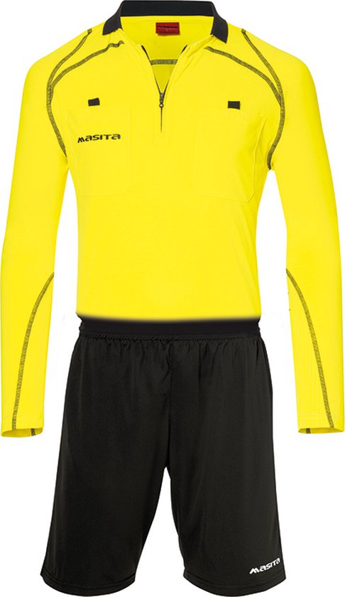Masita | Scheidsrechterset - Scheidsrechter Kleding Uniform - Neon Geel-Zwart - S
