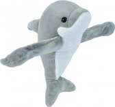 knuffel dolfijn junior 20 cm pluche grijs/wit