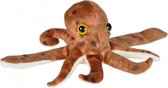 knuffel octopus junior 20 cm pluche bruin/wit