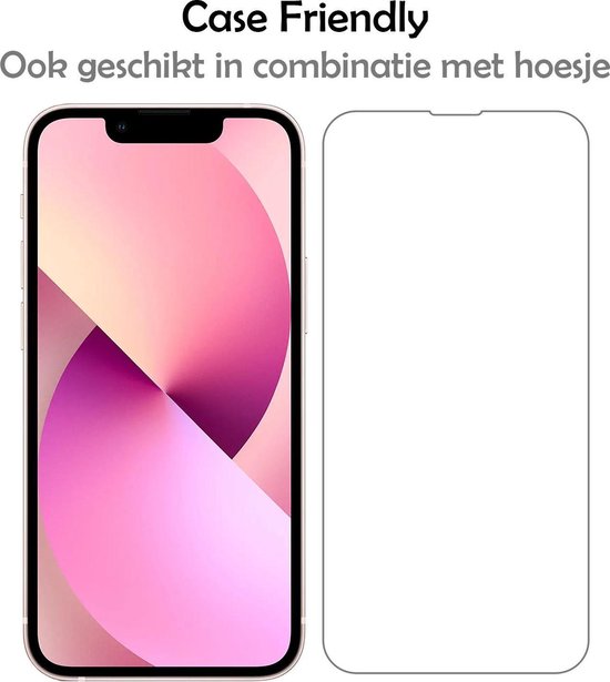 Schermprotector voor iPhone 13 Mini, Case Friendly, ook geschikt in combinatie met hoesje.