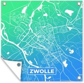 Tuin poster Stadskaart - Zwolle - Blauw - Groen - 200x200 cm - Plattegrond - Tuindoek - Buitenposter