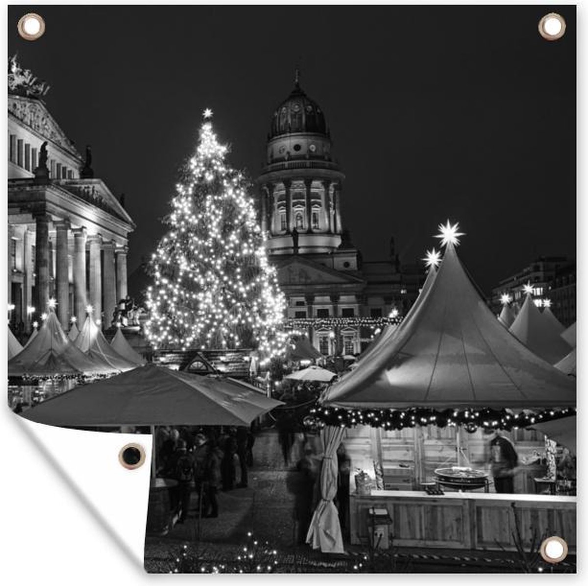Tuin poster Berlijn Kerstmarkt op een 200x200 cm tuindoek voor buiten, van GreatGardenPosters.