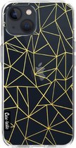 Casetastic Apple iPhone 13 Hoesje - Softcover Hoesje met Design - Abstraction Outline Gold Transparent Print