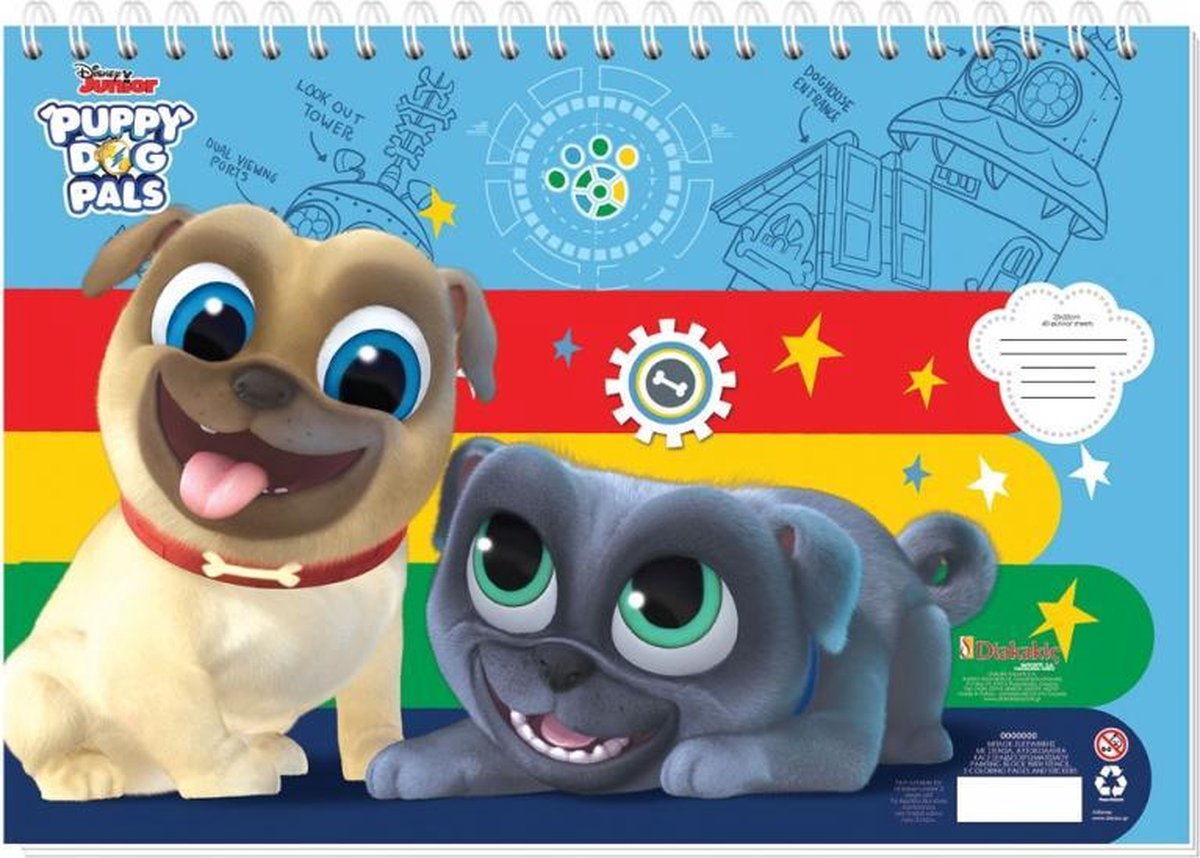 sticker- en kleurboek Puppy Dog Pals 33 cm papier blauw