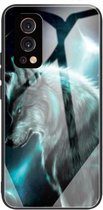 Kleurrijk gelakt glas schokbestendig beschermhoesje voor OnePlus Nord 2 5G (Wolf)