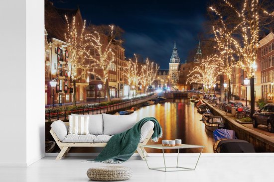Papier Peint - Papier Papier peint photo Lumière - Nuit - Amsterdam - Largeur 360 cm x hauteur 240 cm