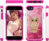 Voor iPhone SE 2020/8/7 Gekleurd tekeningpatroon PU Skinny + TPU beschermhoes (Shell Cat)
