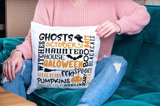Oreiller d'Halloween : Art Wordle d'Halloween | Décoration Halloween | Cadeaux drôles | Cadeau | Coussin