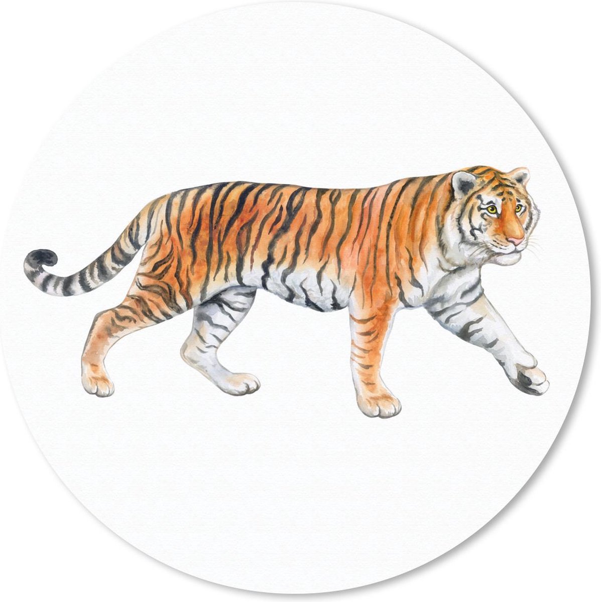 Muismat rond 30x30 cm - Mousepad Tijger - Oranje - Zwart - Ronde muismatten