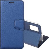 Voor OPPO Reno4 Pro Zijden Textuur Horizontale Flip Leren Case met Houder & Kaartsleuven & Portemonnee & Fotolijst (Donkerblauw)