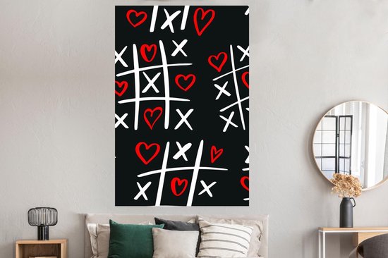 Poster Letters - Hartjes - Lijn - Patronen - 120x180 cm XXL
