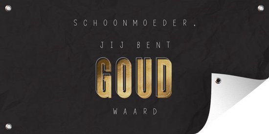 Décoration murale extérieur Tu vaux de l'or - Fête des mères - Belle-mère - Or - Citations - 160x80 cm - Toile de jardin - Affiche extérieure