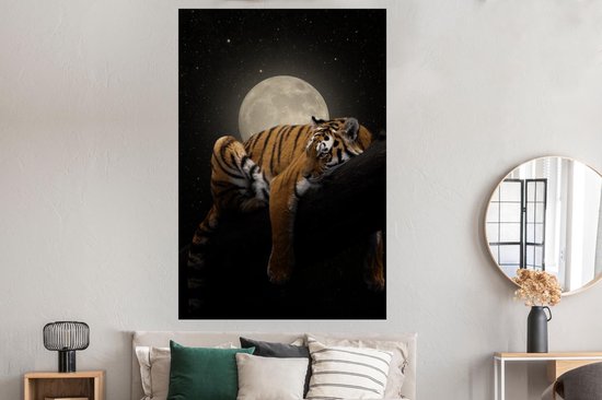 Affiche Tigre - Lune - Etoiles - 120x180 cm XXL