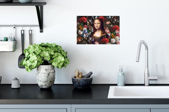 Affiche Mona Lisa - Leonardo de Vinci - Fleurs - 30x20 cm