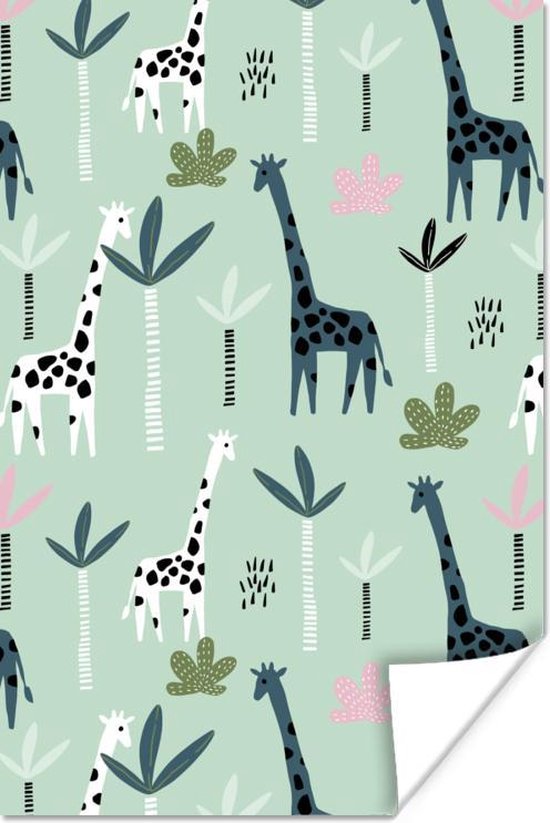 Poster Giraffe - Boom - Groen - 40x60 cm
