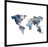 Fotolijst incl. Poster - Wereldkaart - Waterverf - Abstract - 40x40 cm - Posterlijst