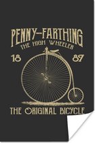 Poster Fiets - Wielen - Retro - 40x60 cm - Vaderdag cadeau - Geschenk - Cadeautje voor hem - Tip - Mannen