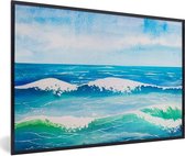 Fotolijst incl. Poster - Waterverf - Golf - Zee - 60x40 cm - Posterlijst