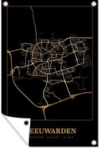 Posters de jardin extérieur Carte - Leeuwarden - Simple - Or - Zwart - 60x90 cm - Toile de jardin - Affiche extérieure.