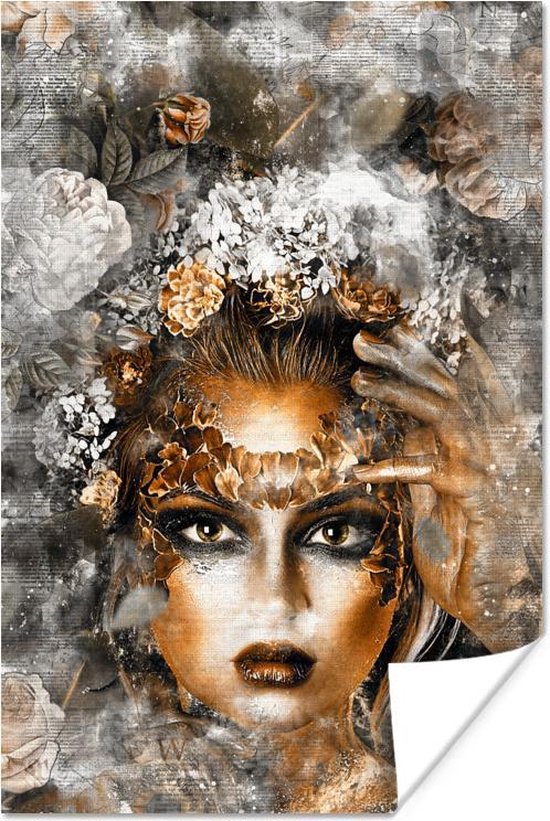 Poster Vrouwen - Make up - Bloem - 80x120 cm