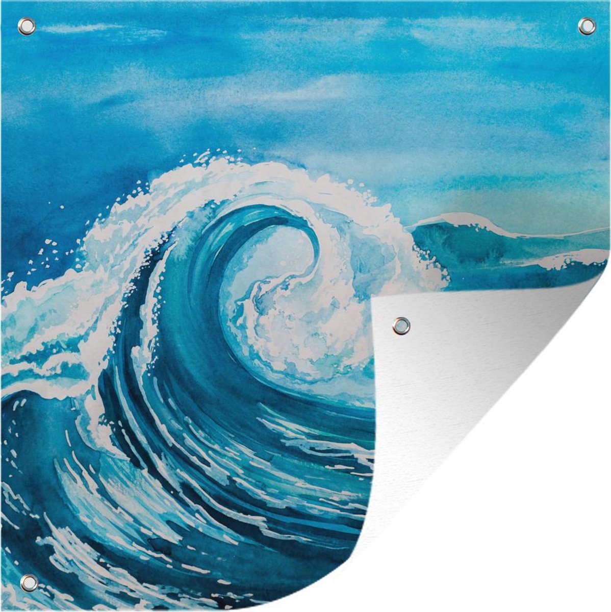 Tuindoek Golf - Zee - Waterverf - 100x100 cm