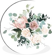 Cercle mural - Aluminium - Fleurs - Roses - Pivoine - ⌀ 90 cm