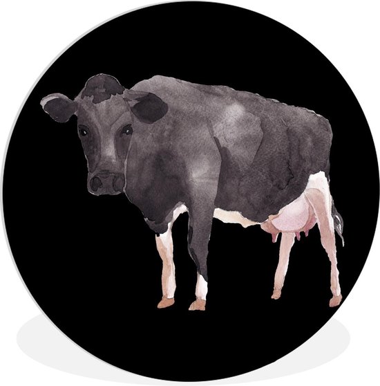 WallCircle - Wall Circle - Wall Circle Indoor - Vache - Zwart - Wit - 90x90 cm - Décoration murale - Peintures Ronds