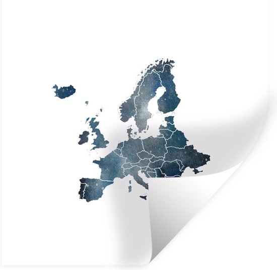 Stickers muraux - Carte Europe - Aquarelle - Wit - Bordures - 50x50 cm - Film Adhésif