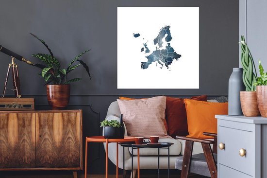 Stickers muraux - Carte Europe - Aquarelle - Wit - Bordures - 50x50 cm - Film Adhésif