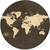 WallCircle - Wandcirkel ⌀ 30 - Wereldkaart - Windroos - Wit - Ronde schilderijen woonkamer - Wandbord rond - Muurdecoratie cirkel - Kamer decoratie binnen - Wanddecoratie muurcirkel - Woonaccessoires