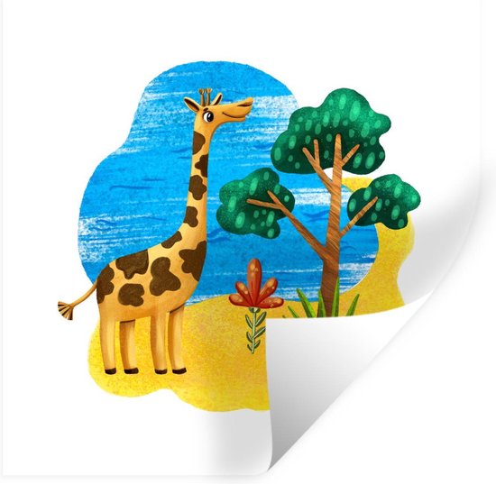 Stickers muraux - Pépinière - Chambre de bébé - Girafe - Plage - Arbre - Mer - 50x50 cm - Film Adhésif