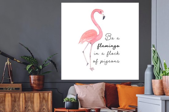Stickers muraux - Flamingo - Lettres - Aquarelle - Citations - 120x120 cm - Film Adhésif XXL